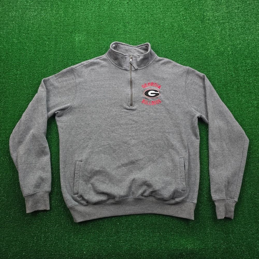 Georgia Bulldogs Quarter-Zip Fleece Pullover Sweater Mens Large NCAA Logo‎ Gray